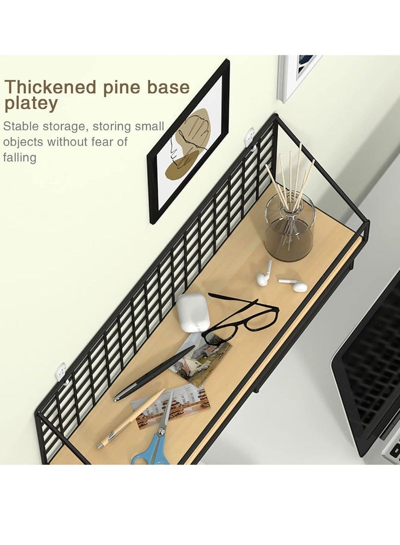 Beauenty Metal and Wood Wall Mounted Storage Shelves, Black - Image 5